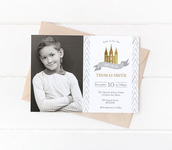 Baptism Invitation, Editable boy invitation, Instant Download, LDS Baptism Invite, Baptism Invitation, Gold Invitation, Corjl