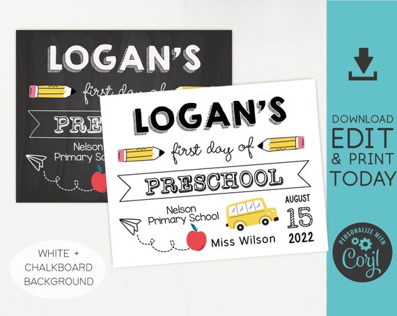 Editable Back to School Sign 2025, Editable First and Last Day of School Sign, Printable First and Last Day of School Sign Template, Corjl