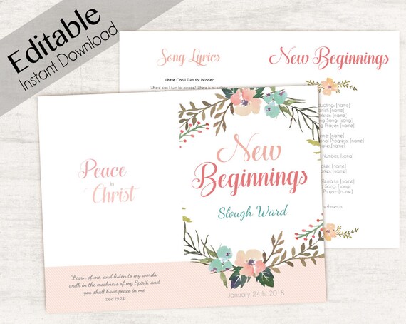 YW New Beginnings Program Editable Program Young Women LDS | Etsy