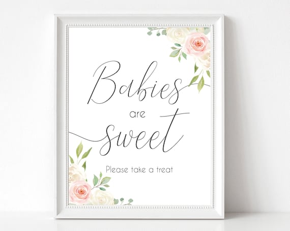 Babies are Sweet Please Take a Treat sign, Sweet Treats sign, Dessert Buffet Sign, Baby Shower Sign, Romantic Blush Pink White Floral