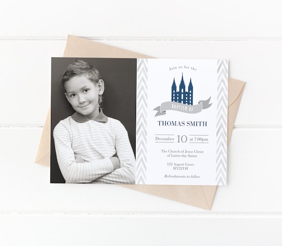 Baptism Invitation Boy Editable file, Instant Download Boy Invitation, LDS Baptism Invite, Baptism Invitation blue Boy Baptism, Corjl