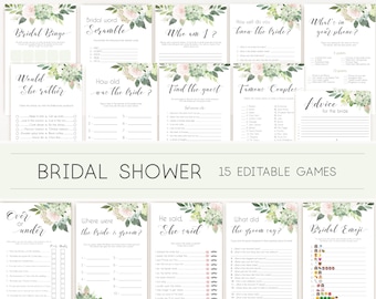 Bridal Shower Games, Bridal Shower Games Bundle, Editable Bridal Shower Games, Package Set Bundle, Succulent Greenery