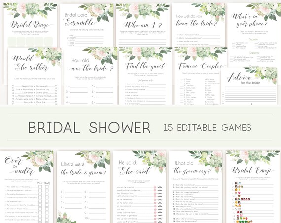 Bridal Shower Games, Bridal Shower Games Bundle, Editable Bridal Shower Games, Package Set Bundle, Succulent Greenery