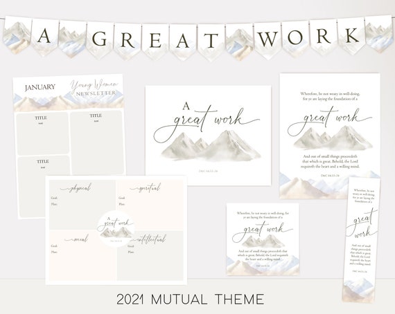 2021 LDS Young Women Theme 2021, Mutual Theme, A Great Work, Bulletin Board Set Young Women, Instant Download, Young Women Printable