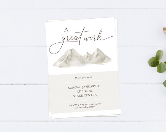 Editable Invitation Young Women, 2021 LDS Young Women Theme, 2021 Mutual Theme, A Great Work, Instant Download, Young Women Printable, Corjl