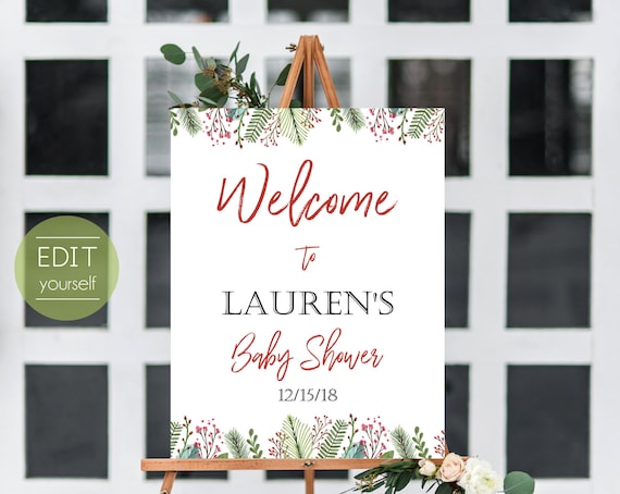 Welcome Christmas Party, Welcome Sign Template, Christmas Welcome Baby Shower sign, Christmas Welcome Bridal Shower Sign, ANY EVENT