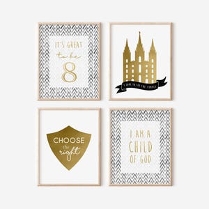 Baptism Poster, LDS Baptism, Baptism Decor, Black Gold Baptism, Choose the Right, It&#39;s great to be 8, Temple poster, I am a child of God
