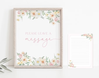 Baptism Testimony Cards Printable, Baptism Note Cards, Baptism Girl, Daisy Pink Girl LDS Baptism Cards Printable, Please leave a message