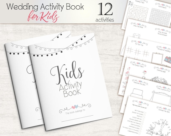 Kids Activity Pack Wedding, Children Activities Book, Wedding Book Kids Activity, Favor Kids Activity Book, Coloring Page, Instant Download