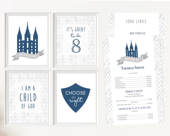 Baptism LDS, Editable LDS Baptism Program, Poster Baptism, Choose the Right, It's great to be 8, I love to see the temple I'm a child of God