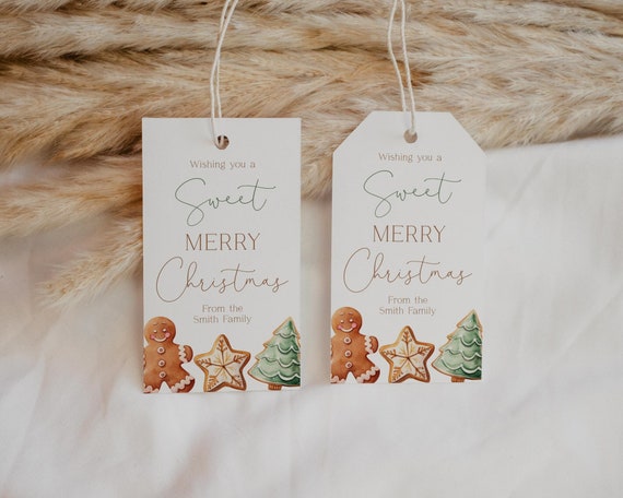 Editable Cookie Christmas Tag, A Sweet Christmas Tag, Holiday Gift Tag Template, Personalized Christmas Tags, Christmas Favor Tag, Corjl