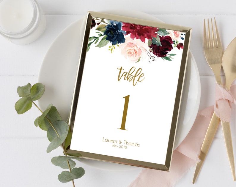 Editable Table Number, Table Number Template, Table Numbers Sign, Blue ...