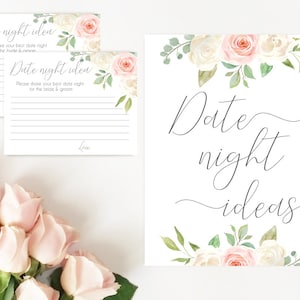 Datumnachtideeën, Blush Wit Roze, datumnachtkaarten, datumnachtteken, Bruidsdouchespel, instant download, partyspel