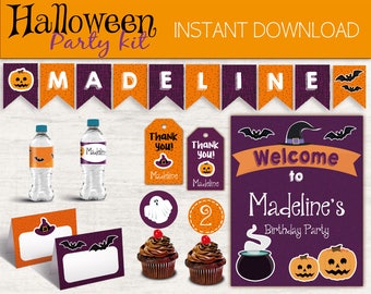 Halloween Party Kit, Editable Party Kit, INSTANT DOWNLOAD, Halloween Decorations, Halloween Party, Halloween Birthday Party, Halloween Kids