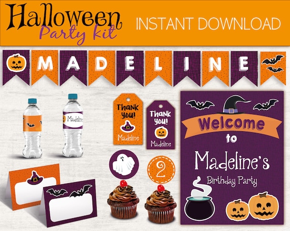 Halloween Party Kit, Editable Party Kit, INSTANT DOWNLOAD, Halloween Decorations, Halloween Party, Halloween Birthday Party, Halloween Kids