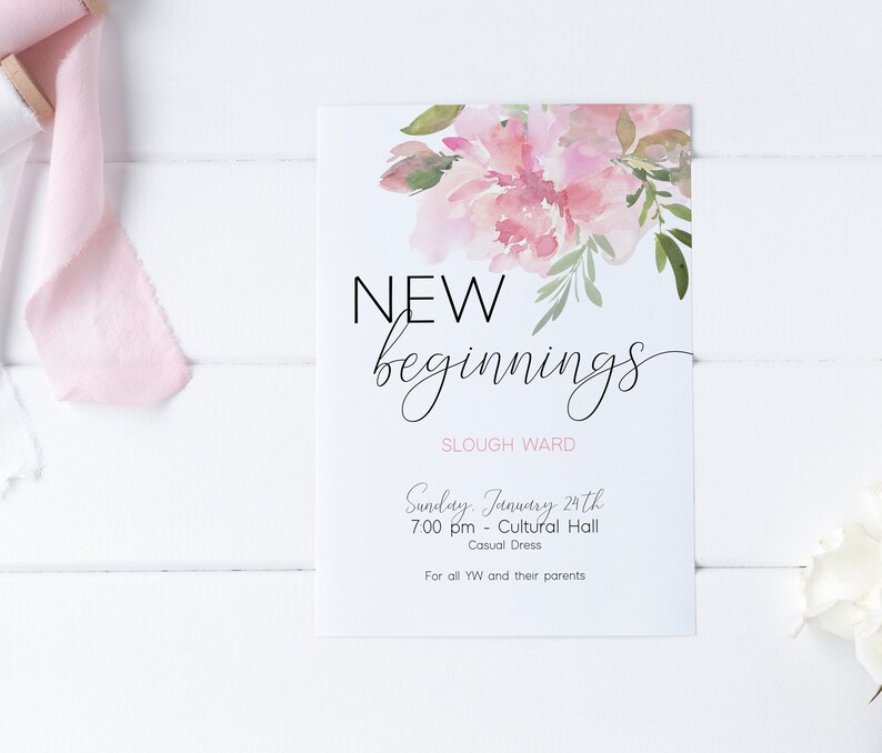 Editable New Beginnings Invitation Young Women LDS | Etsy