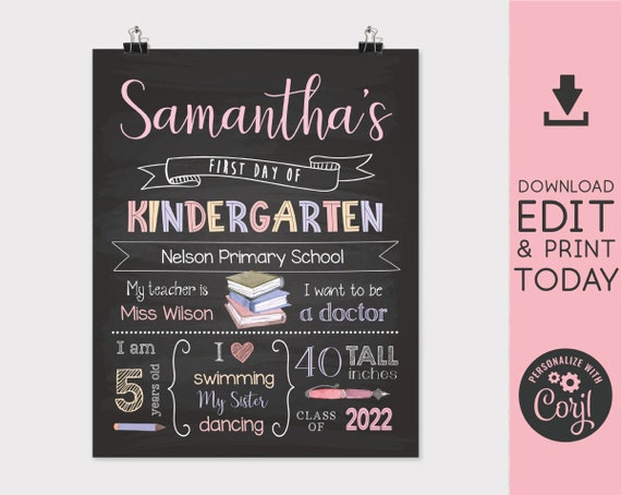Back to School Sign, First/Last Day of School Sign Editable, First day of school chalkboard, Chalkboard Sign, INSTANT DOWNLOAD, Corjl