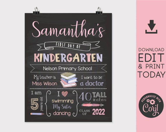 Back to School Sign 2025, First/Last Day of School Sign Editable, First day of school chalkboard, Chalkboard Sign, INSTANT DOWNLOAD, Corjl