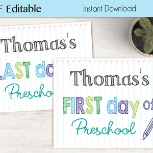 First Day of School / Last Day of School Chalkboard Print, Editable PDF, flower, Art Print, Chalkboard Sign, Kindergarten, Grade, whiteboard