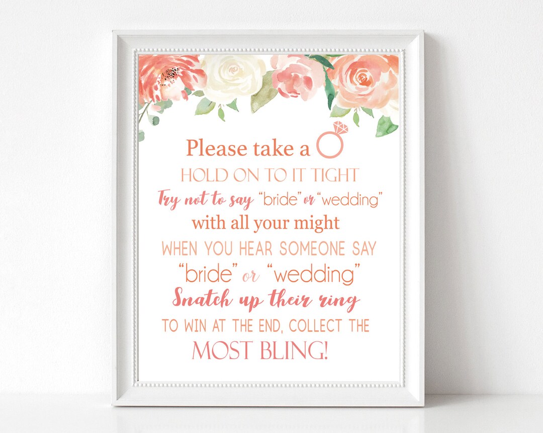 Don't Say Bride or Wedding, Bridal Shower Games Printable, Don't Say ...