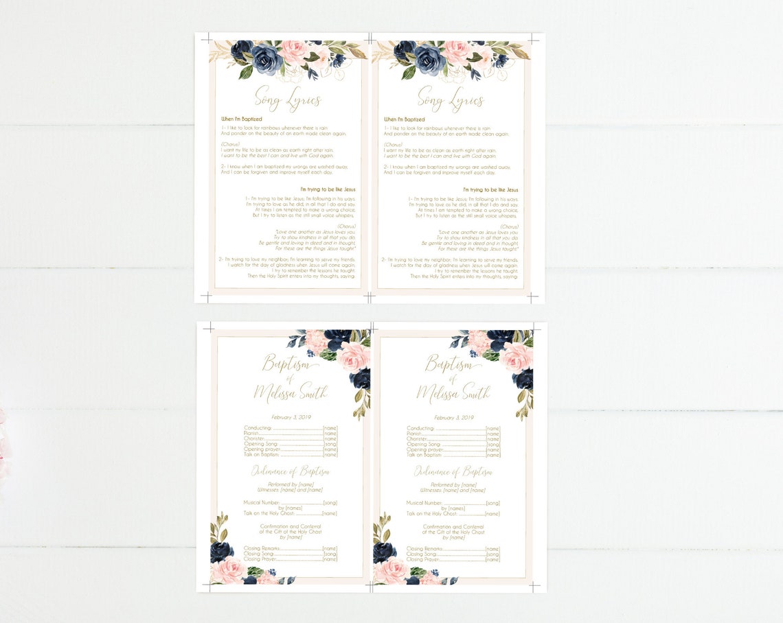 Editable Baptism Program Printable Digital Handout Girl - Etsy