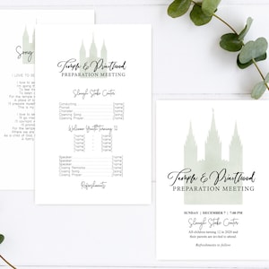 Temple and Priesthood Preparation Meeting, EDITABLE Invitation Program Printable, LDS invitation and program, LDS Primary, Instant Download