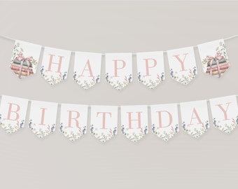 First Birthday High Chair Banner, Editable Bunting (Corjl)