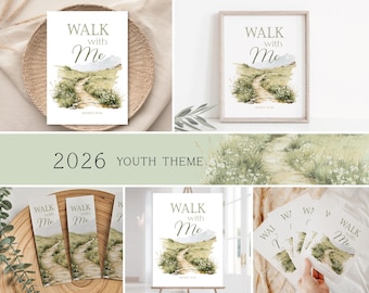 2026 LDS Youth Theme, Walk with Me, Moses 6:34, 2025 Youth Theme Printable, Poster, Bookmark, Handouts