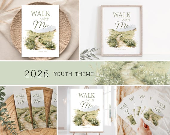 2026 LDS Youth Theme, Walk with Me, Moses 6:34, 2025 Youth Theme Printable, Poster, Bookmark, Handouts