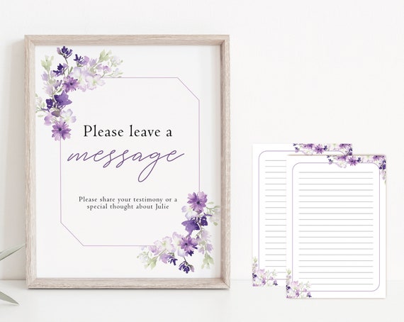 Baptism Testimony Cards Printable, Baptism Note Cards, Baptism Girl, Purple Lilac Girl LDS Baptism Cards Printable, Please leave a message