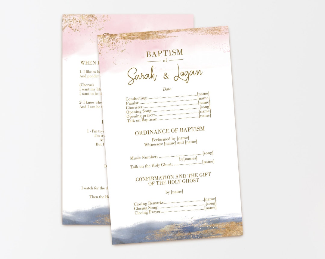 Baptism Program, Editable Program, Twin, Girl and Boy, Printable ...