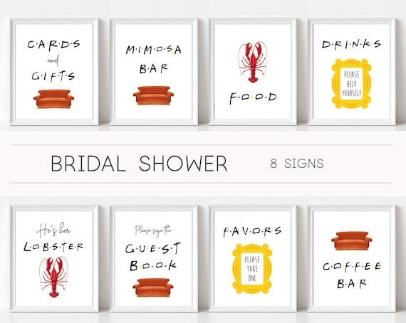 Friends Tv Show Bridal Shower Signs, Bachelorette Signs, Friends Theme, Shower Sign Set, Friends Signs, Friends Decor, Friends themed shower