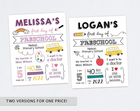 Editable Back to School Sign 2025, First/Last Day of School Sign, Printable First and Last Day of School Sign Template with Child Details