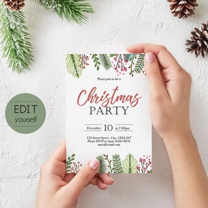 Christmas Invitation template, Christmas Invite Editable Christmas Party template, Editable Christmas Invitation, Holiday Party, Corjl