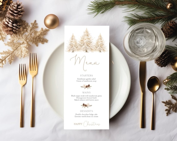 Menu Christmas template, Editable Menu, Christmas Template, Christmas Decoration Print, Holiday Menu,Printable Menu, Corjl