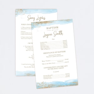 LDS Baptism Program, Boy Baptism Program, Gold Blue Program, Editable LDS Baptism Program Template, Corjl,
