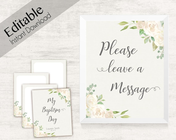 Baptism Testimony Cards Printable, Baptism Note Cards, Baptism Girl, Girl LDS Baptism Cards Printable with Cover, Baptism Flower White