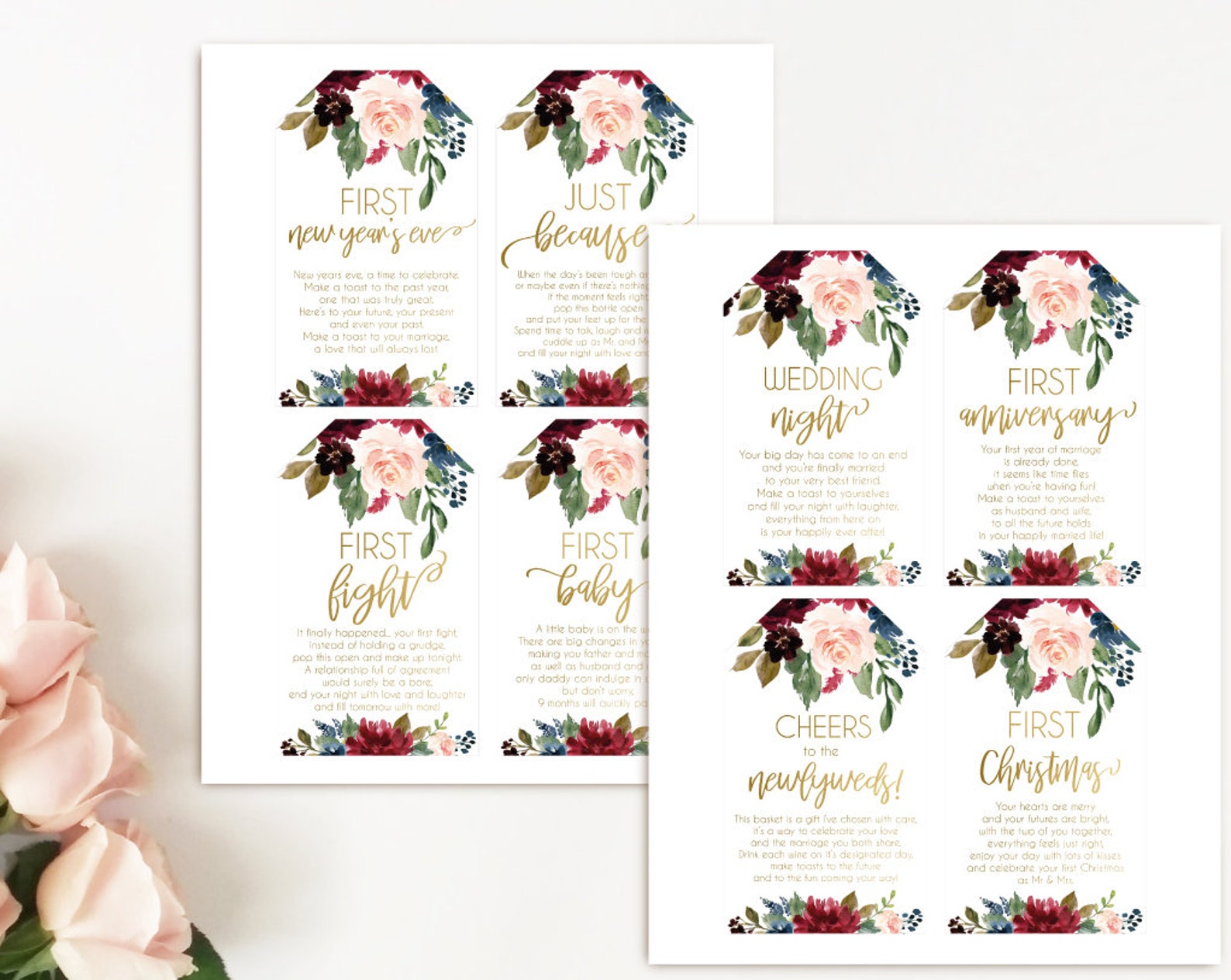 Printable Bridal Shower Wine Tags With Poems for Wedding Gift | Etsy