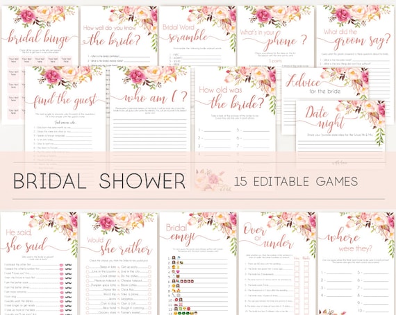 Bridal Shower Games, Bridal Shower Games Bundle, Bridal Shower Games Rose Gold,  Package Set Bundle, Editable Games, Wedding Shower Games