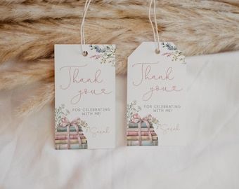 Books Party Thank You Tag: Editable Printable Template (Digital Download)