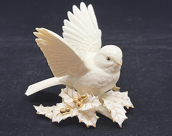 Lenox 1990s China Jewels White Cardinal With Butterfly & Acorns