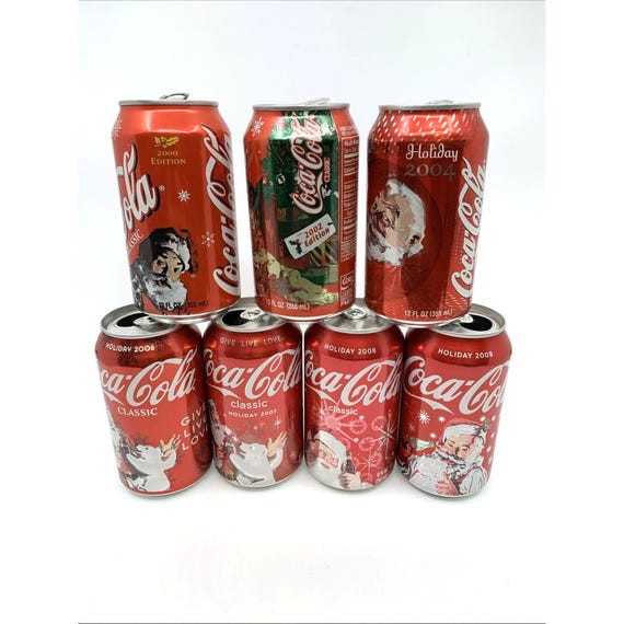 7 Empty Vintage Coca-cola Classic Holiday Cans 2000 2002 2004 - Etsy