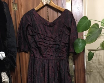 Basler Praha Vintage 50s dress melange burgundy red taffeta dress Formal event dress medium