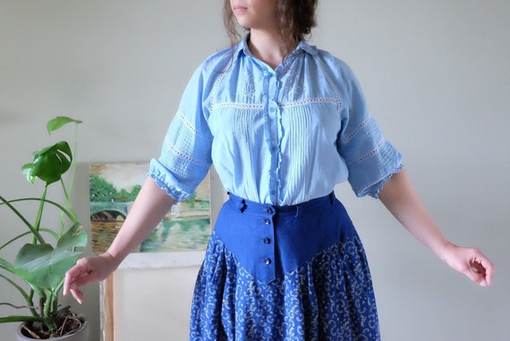 Chaco 70s blouse 70s Vintage peasant embroidered h