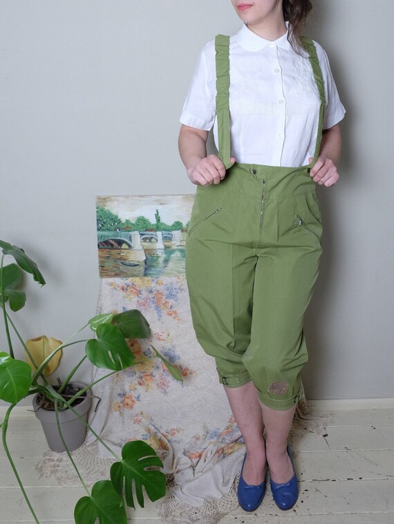 Vintage pants 1950s 1960s olive green overall slee