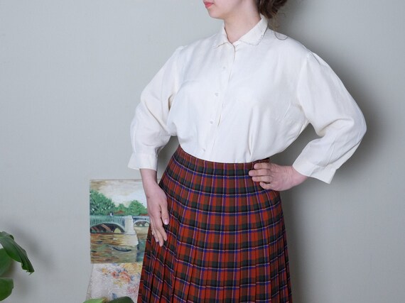 50s blouse 40s 50s Vintage silk blouse off white I