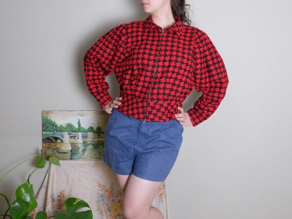 Vintage 70s does 40s jacket hounds tooth black and