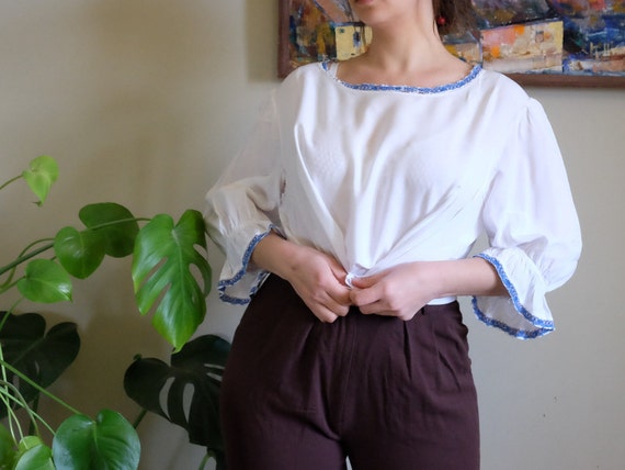 Victorian blouse 1900s 1920s blouse White puffed s