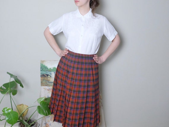Vintage skirt 1970s does 40s Tartan plaid skirt pl
