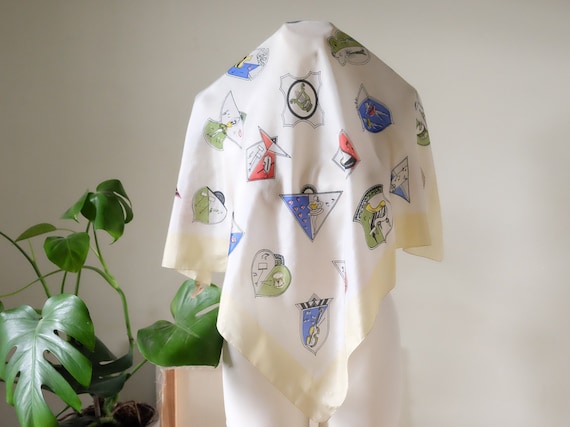 Vintage 50s scarf neck tie silk scarf Art Heraldry